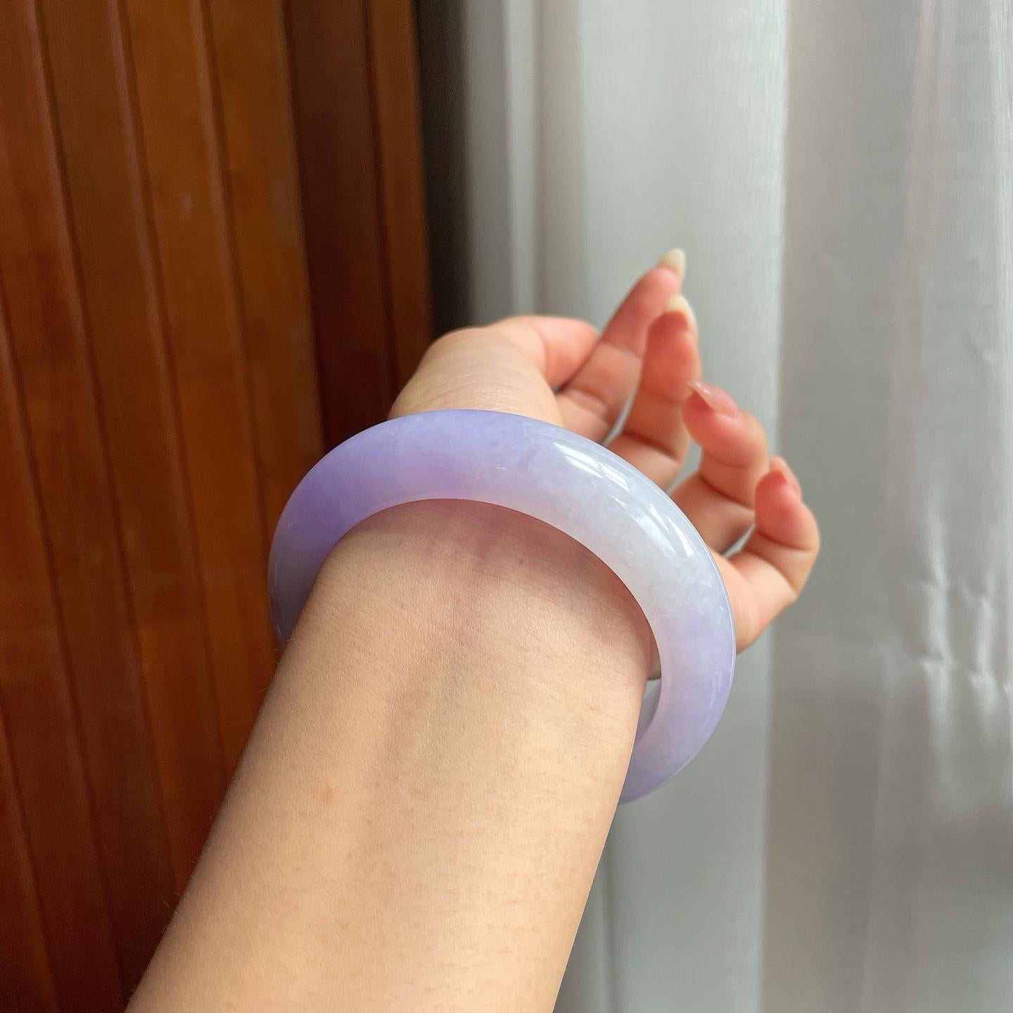 糯冰种紫罗兰翡翠平安镯（56mm）（yc206755）