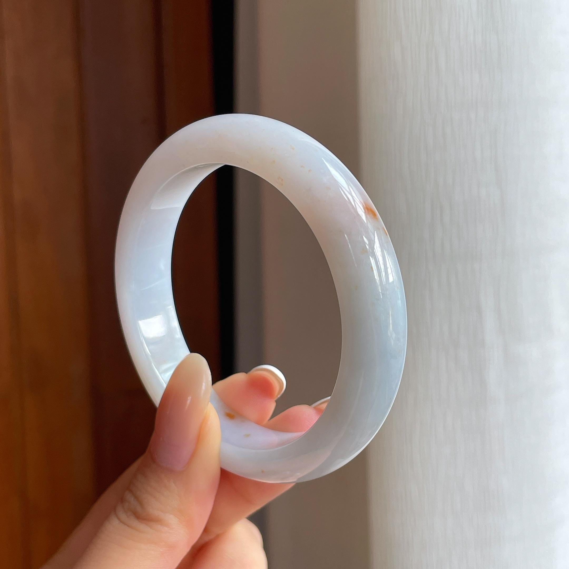 糯冰黄翡特色翡翠平安镯（54.4mm)（yc412140）