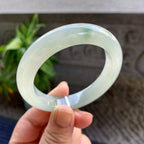 细糯种飘绿花正圈平安镯53.5圈口 天然缅甸A货翡翠（yc334203）