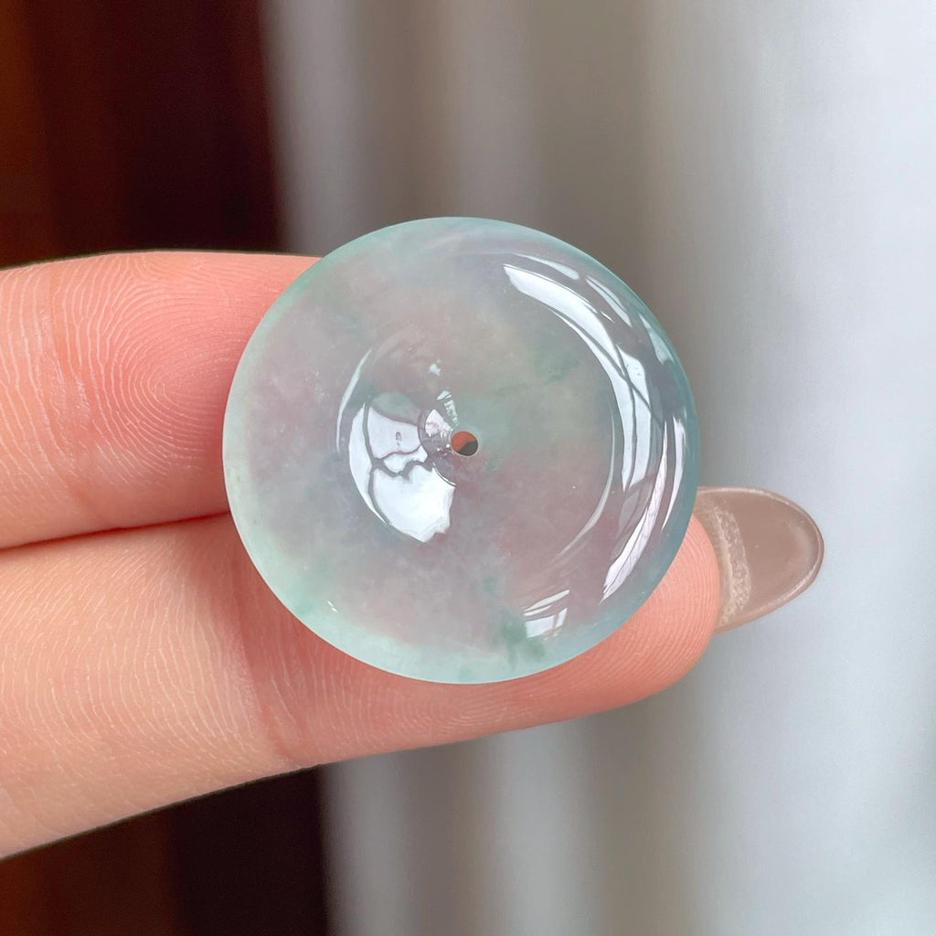 冰种飘花翡翠平安扣（yc240393）