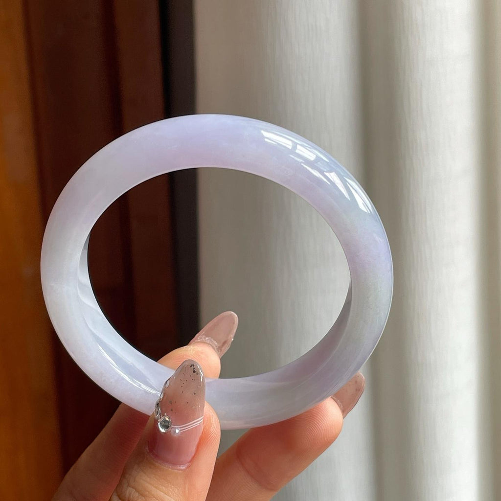 细糯冰紫罗兰翡翠平安镯（56.8mm）（yc185597）