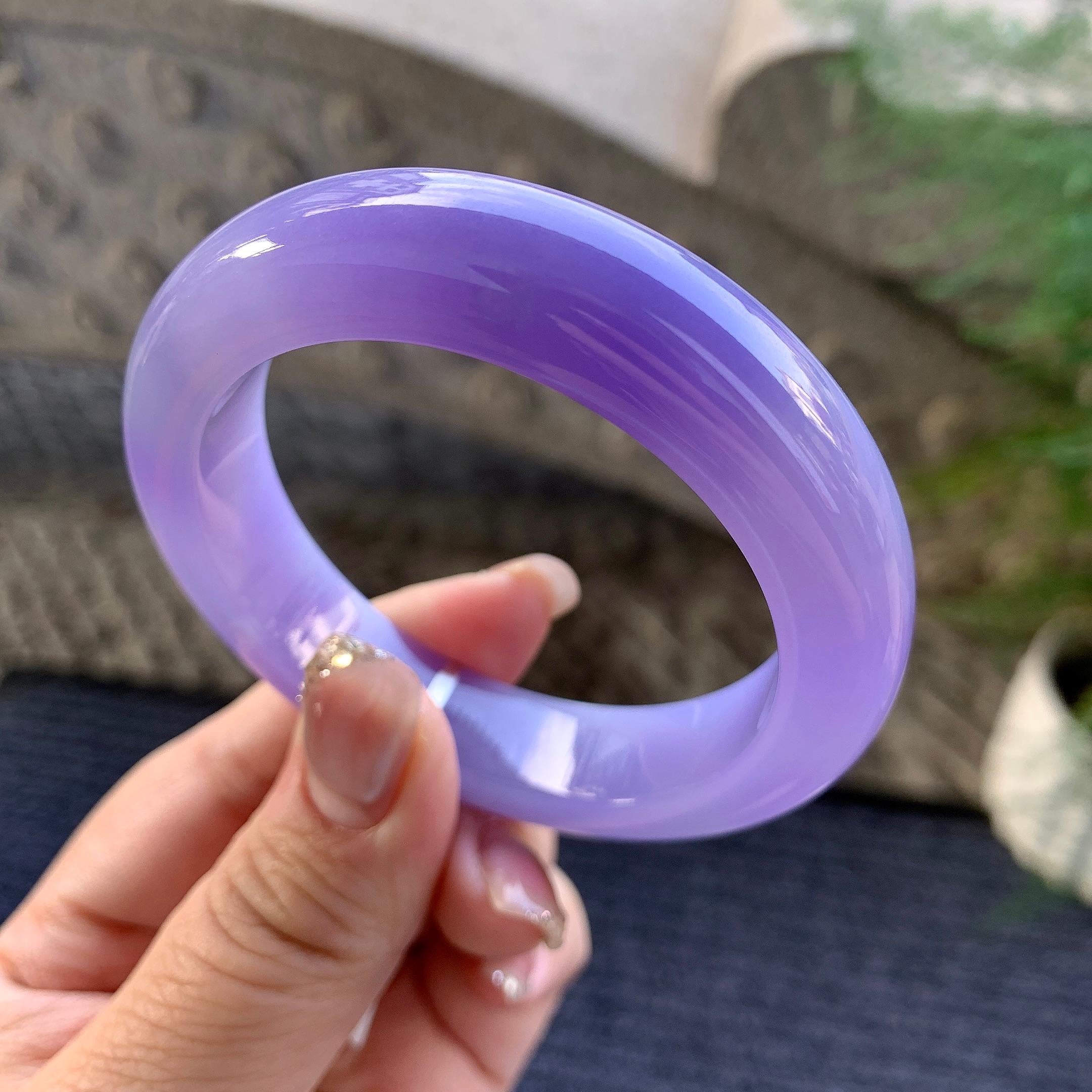 糯冰种紫罗兰平安镯（52.2mm）（yc292657）