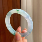 冰种飘花翡翠平安镯（53.8mm)（yc363436）