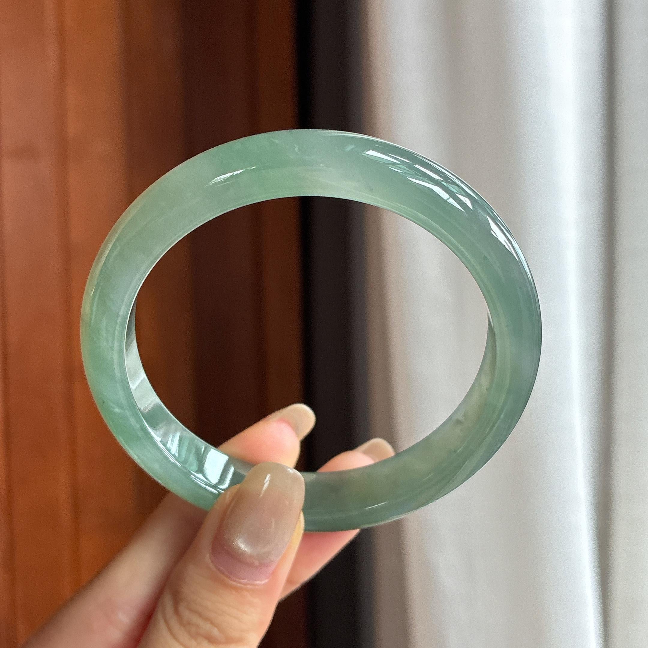 糯冰湖水绿正圈平安镯 56圈 天然缅甸A货翡翠（yc457698）