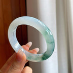 冰种飘花翡翠平安镯（55.5mm）（yc310359）