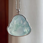 18k金钻镶冰种飘花翡翠佛公（yc263549）