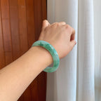 冰种飘花翡翠平安镯（56.7mm）（yc278717）