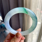 糯冰种飘花淡紫罗兰圆条手镯（62mm）（yc195372）