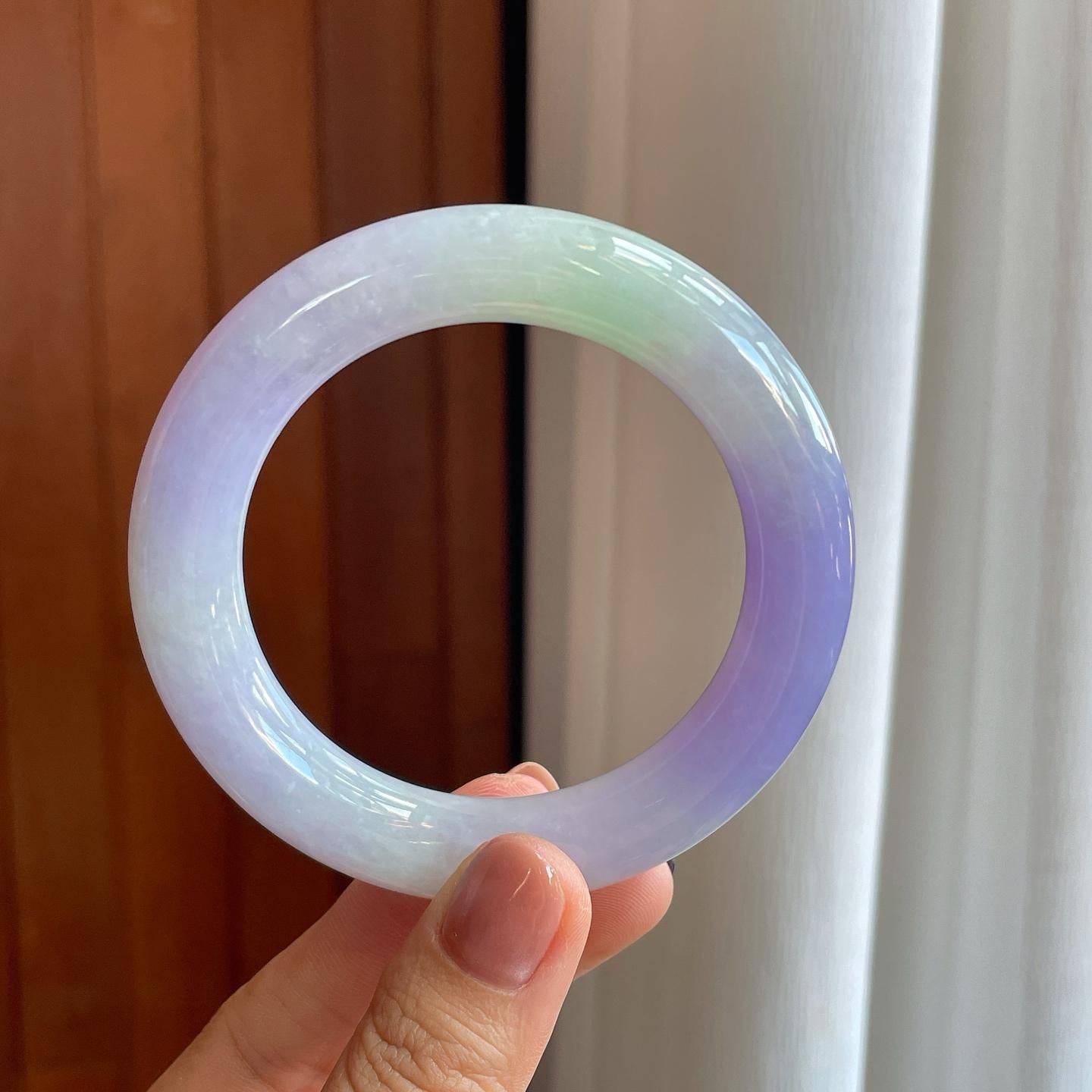 细糯冰紫罗兰翡翠圆条手镯（56mm）（yc274641）