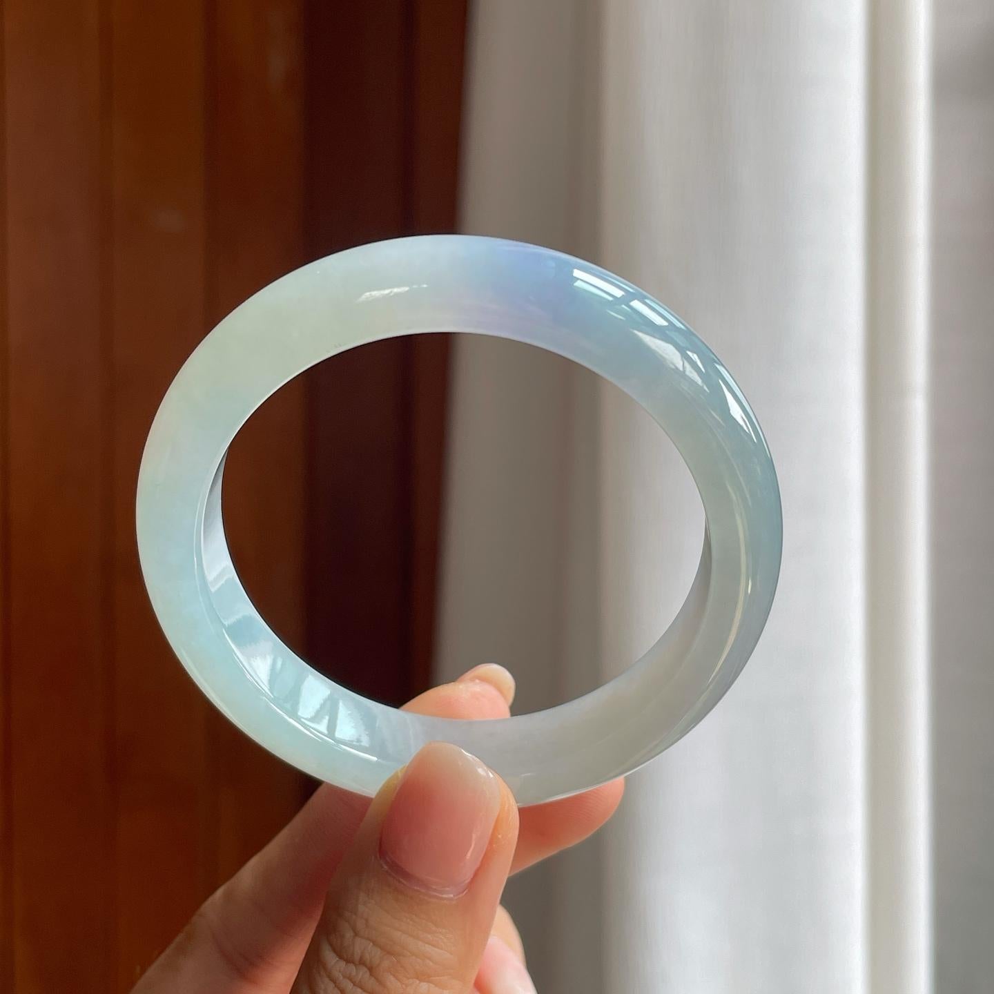 冰种淡紫罗兰翡翠平安镯（56mm）（yc397182）