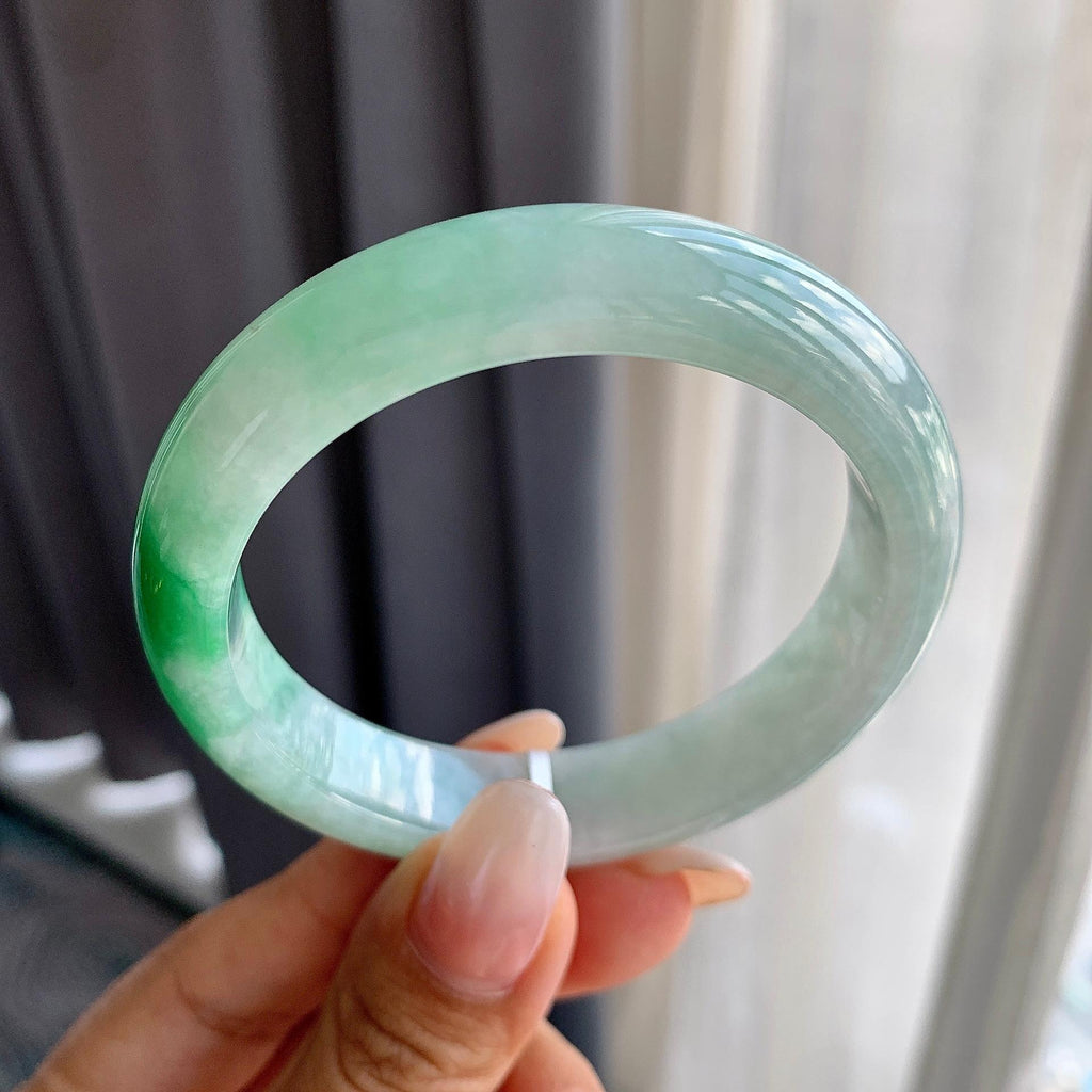 糯冰种飘绿平安镯（54.7mm）（yc200612）