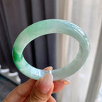 糯冰种飘绿平安镯（54.7mm）（yc200612）