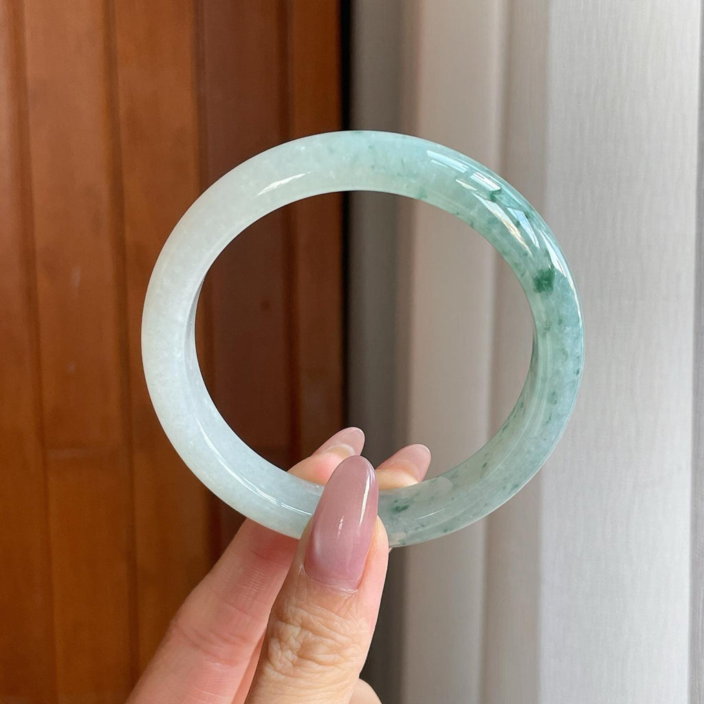 糯冰飘花翡翠平安镯（59.7mm）（yc291895）