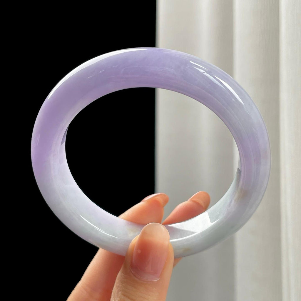 糯冰春带彩翡翠平安镯（58mm)（yc348962）