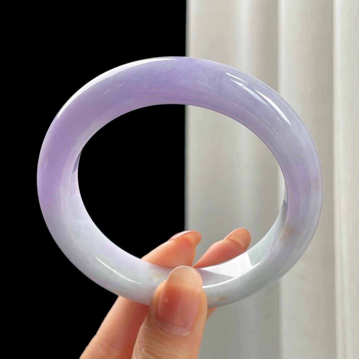 糯冰春带彩翡翠平安镯（58mm)（yc348962）