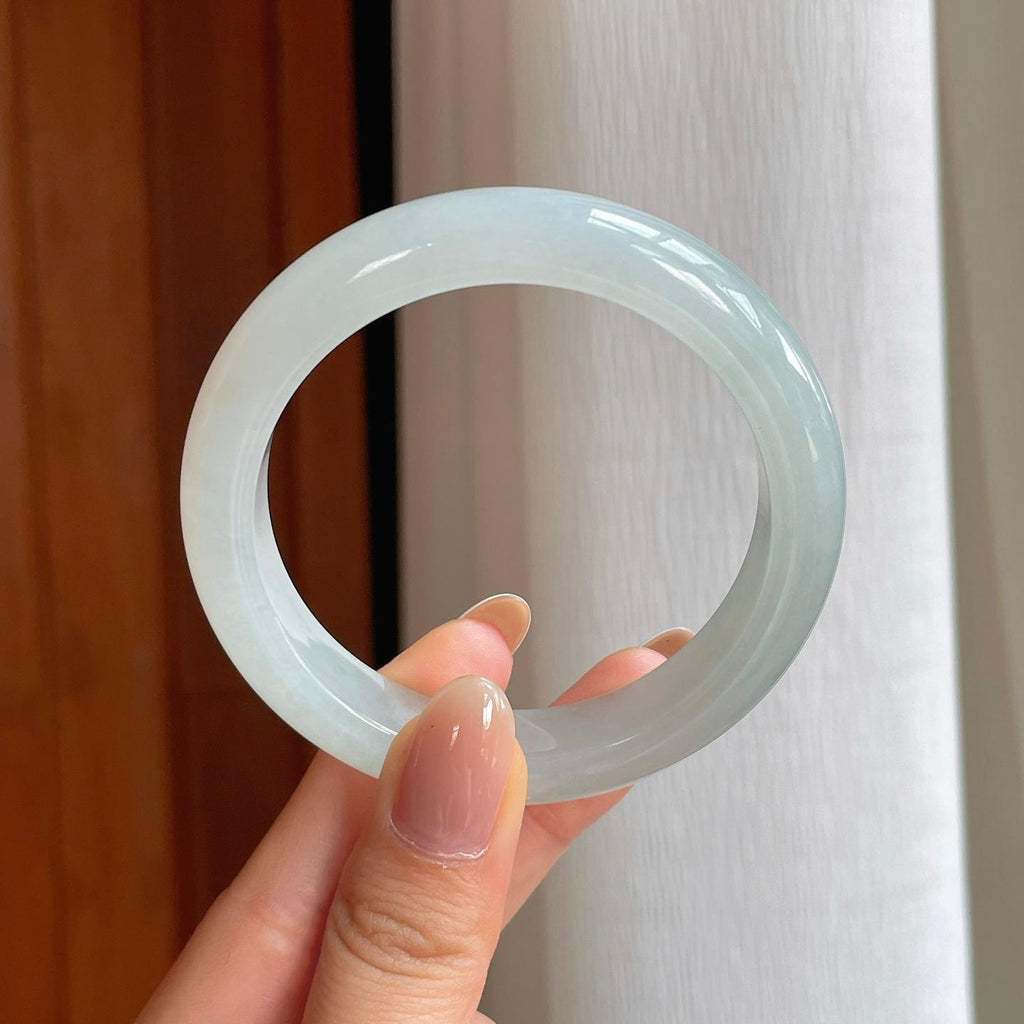 糯冰白月光翡翠平安镯（54mm)（yc374247）
