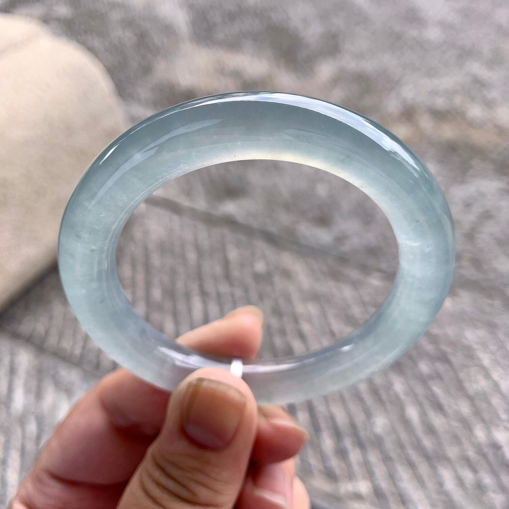 糯冰种淡晴底圆条手镯（53mm）（yc195914）