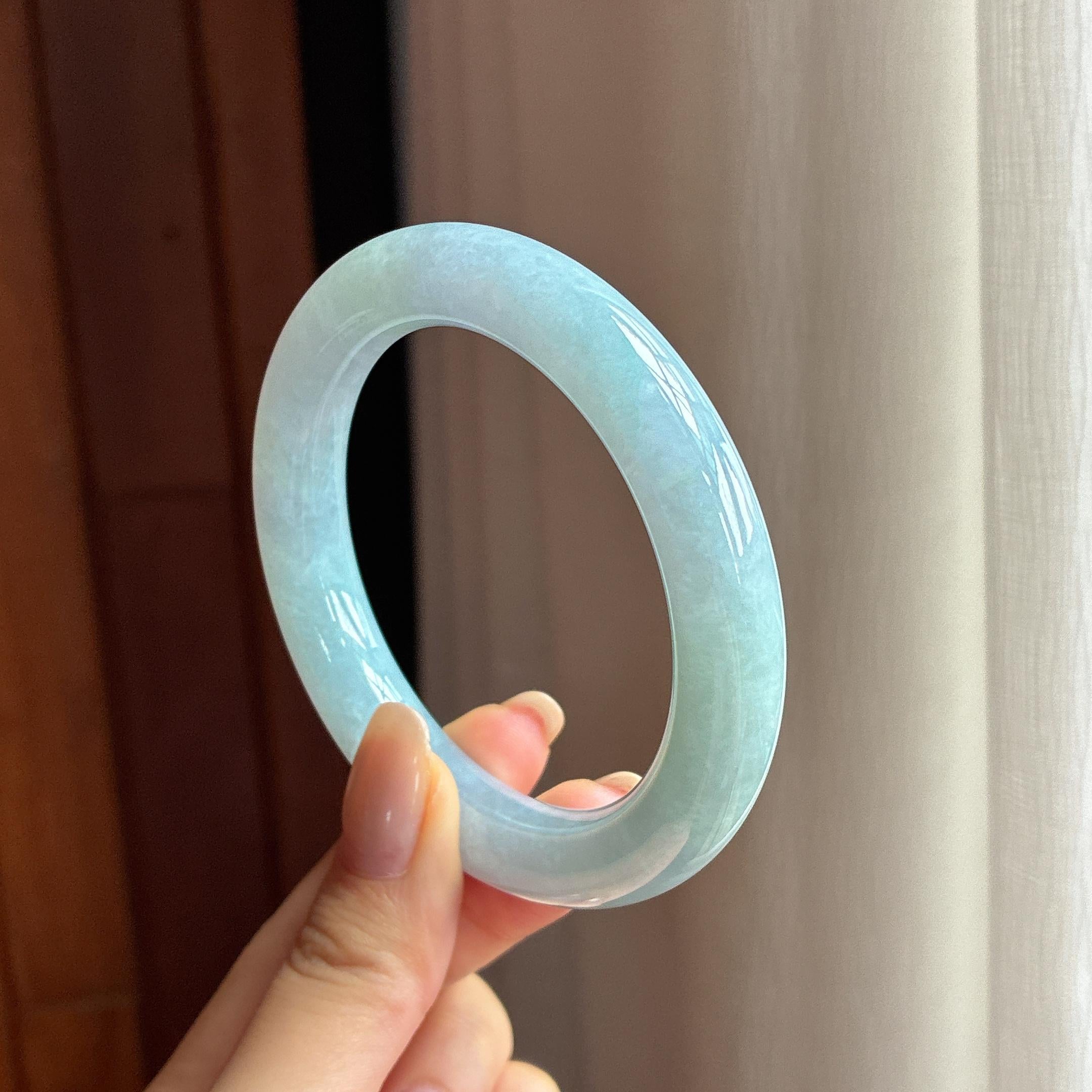 细糯种紫罗兰圆条手镯 56圈 天然缅甸A货翡翠（yc440003）