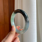 糯冰带色乌鸡翡翠圆条手镯（57mm)（yc373892）