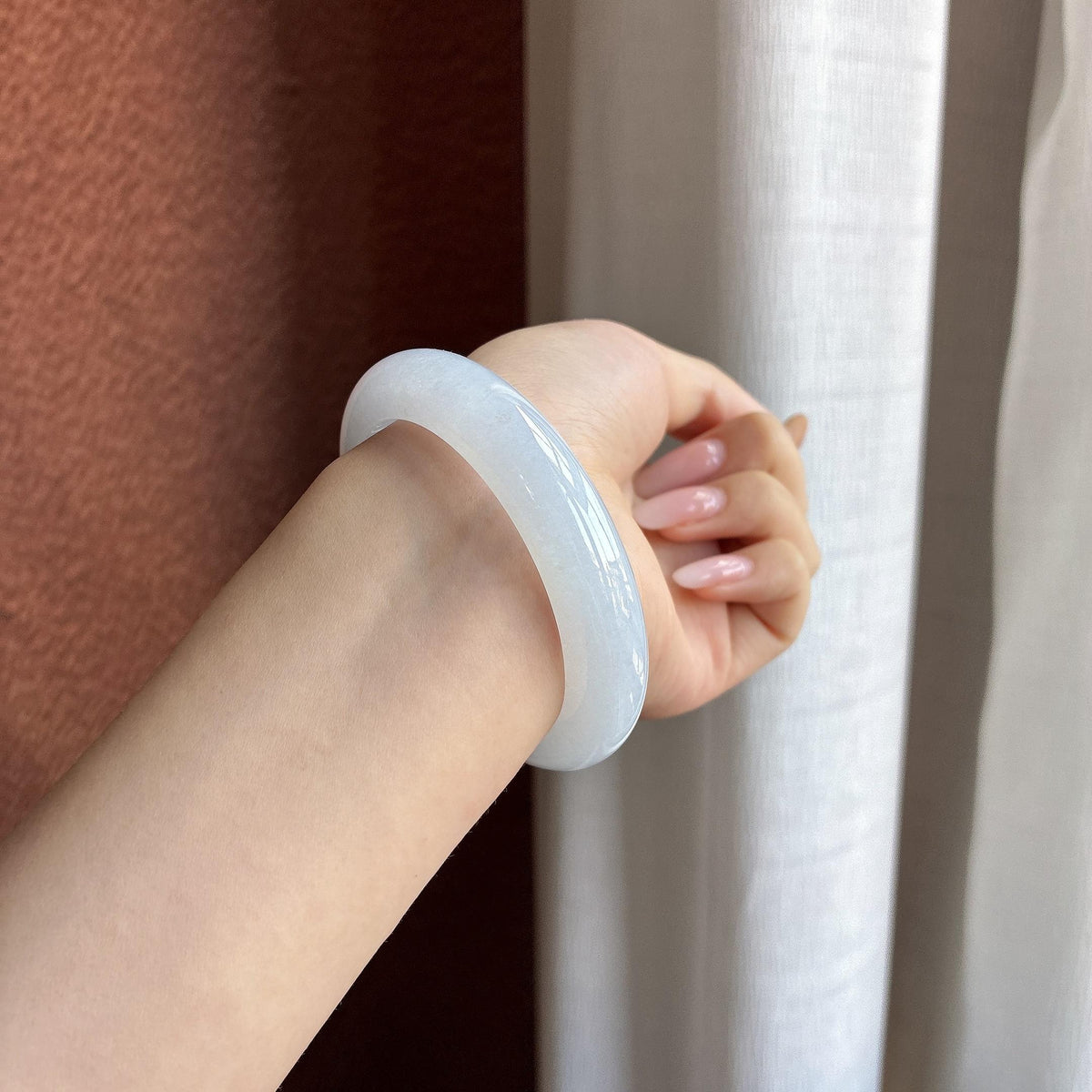 糯冰淡底色正圈平安镯 55圈（yc760638）