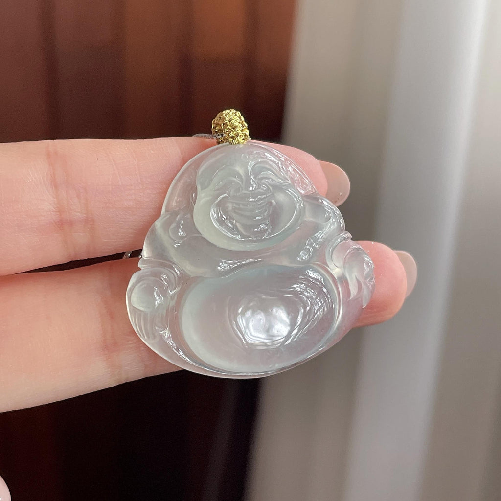 冰种淡底色佛公挂件 天然缅甸Ａ货翡翠（yc506540）