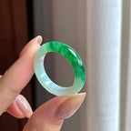 糯冰带色翡翠戒圈天然缅甸A货翡翠（yc440200）