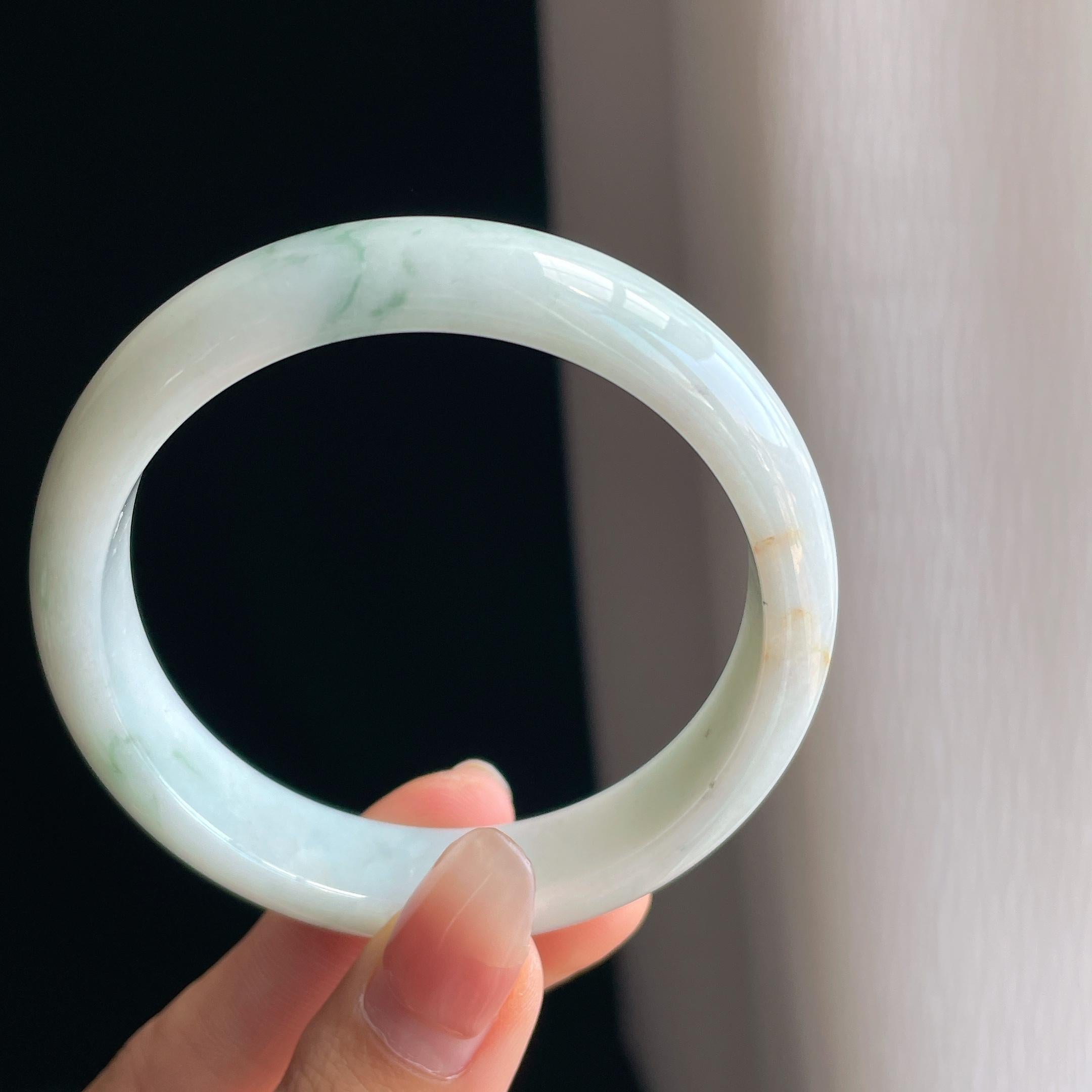 糯冰飘花翡翠平安镯（57mm)（yc334673）