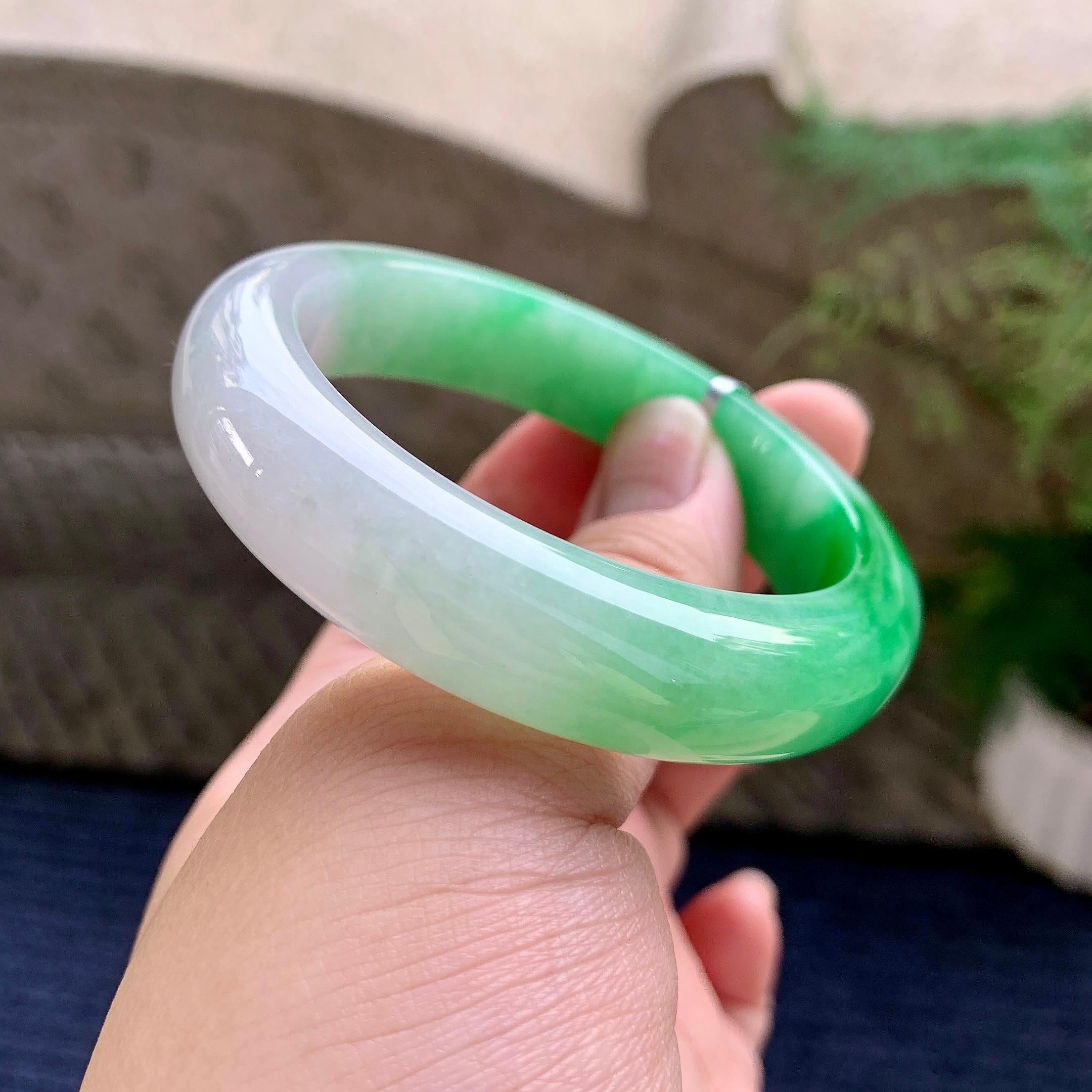 细糯种飘阳绿平安镯（51.7mm）（yc233893）