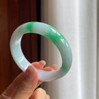 糯冰带色翡翠平安镯（56mm）（yc439890）