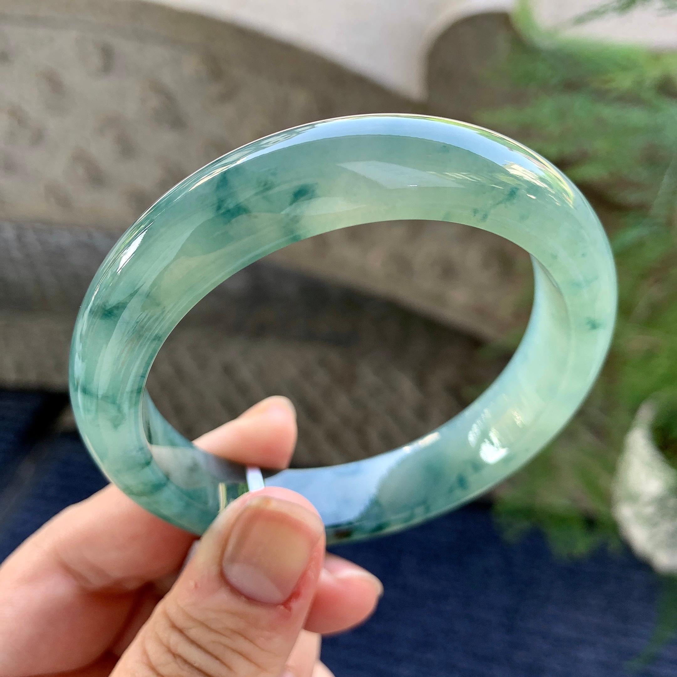 糯冰种飘花平安镯（57.6mm）（yc249458）