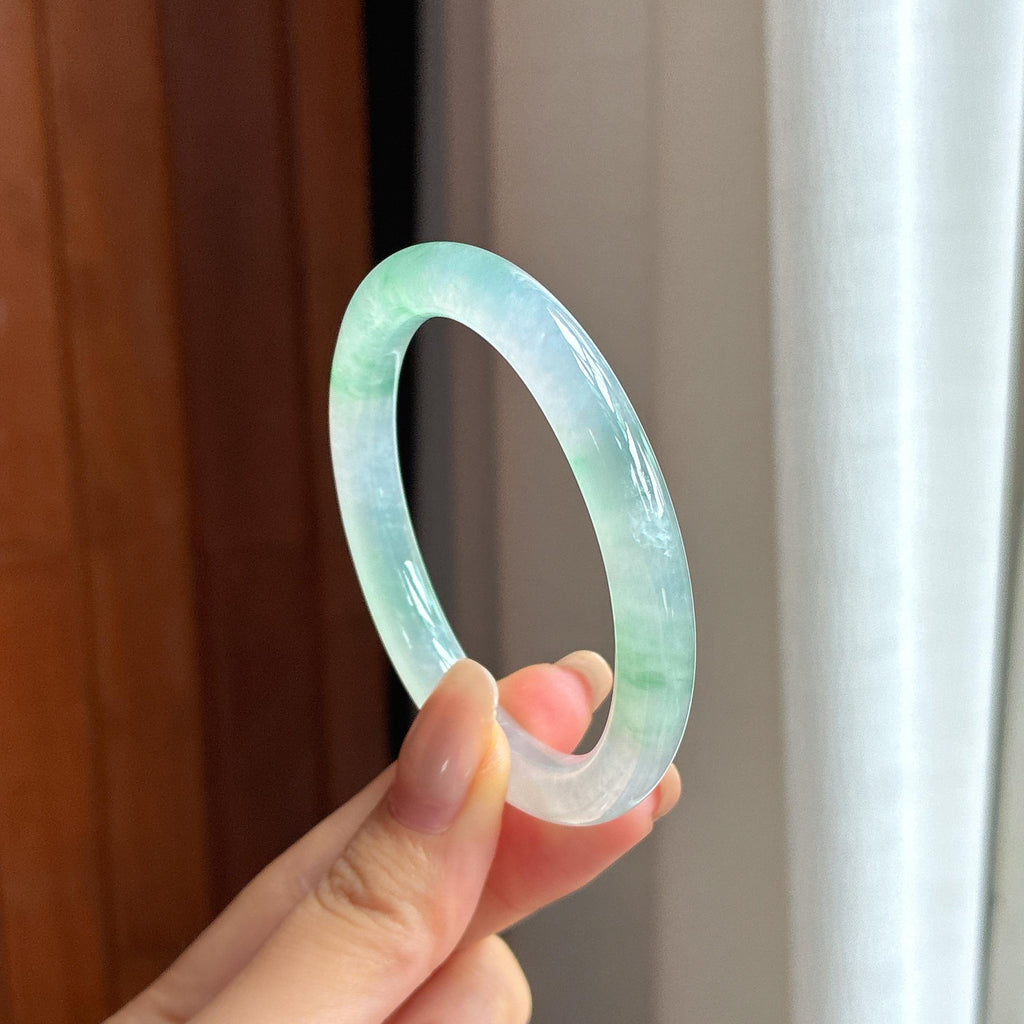 Vòng Tay Quý Phi Ngọc Phỉ Thúy Băng Chủng Phiêu Hoa 52 - Ngọc Phỉ Thúy Miến Điện Loại A Tự Nhiên (yc450820)