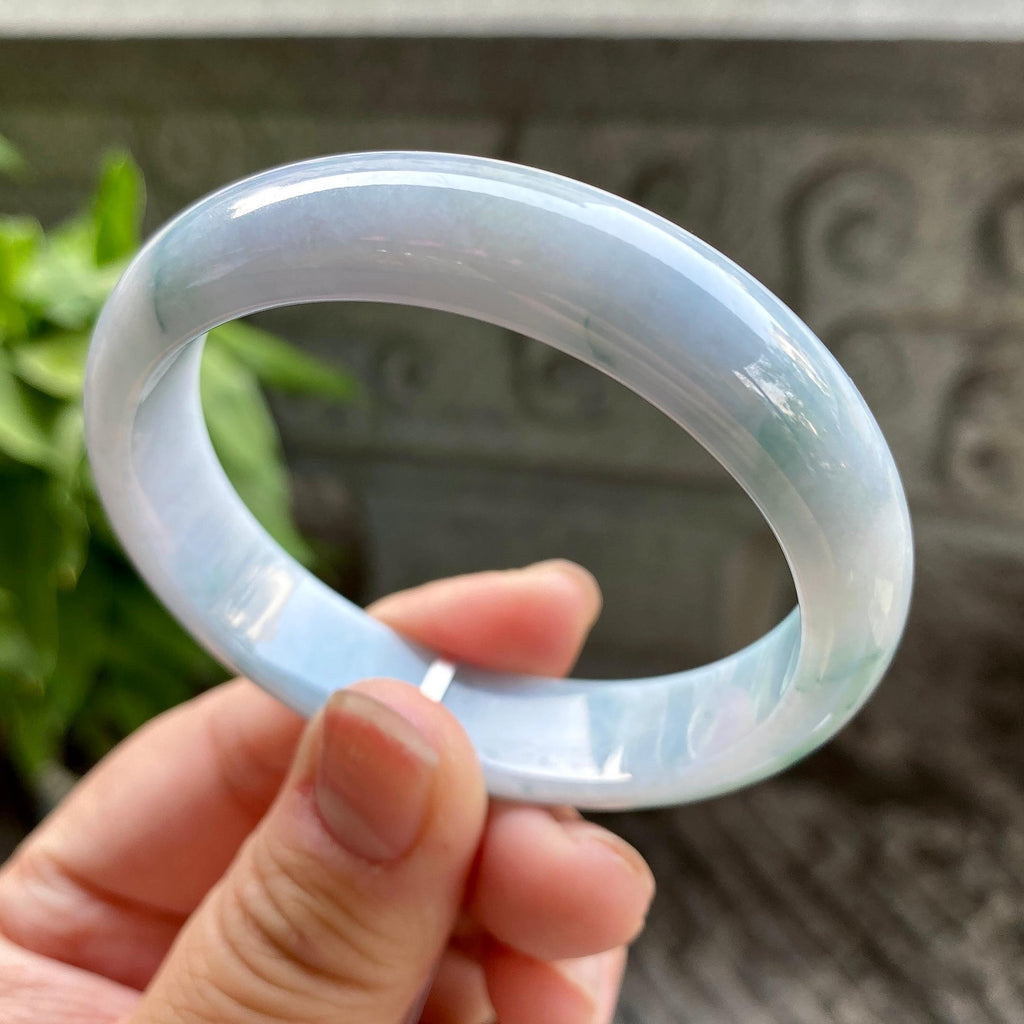 细糯种飘蓝花贵妃手镯56.8圈口 天然缅甸A货翡翠（yc313319）