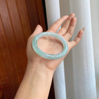 冰种飘花圆条翡翠手镯（53.7mm）（yc312895）
