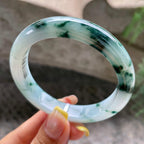 细糯种飘花正圈平安镯56.4圈        天然缅甸A货翡翠（yc392740）