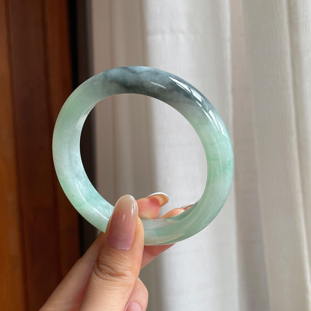 糯冰乌鸡特色翡翠平安镯（57.3mm)（yc417341）