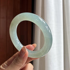 冰种带底色圆条手镯 56圈 天然缅甸A货翡翠（yc457986）