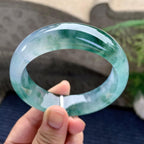 冰种飘花宽版轮胎手镯（57.7mm）（yc228495）