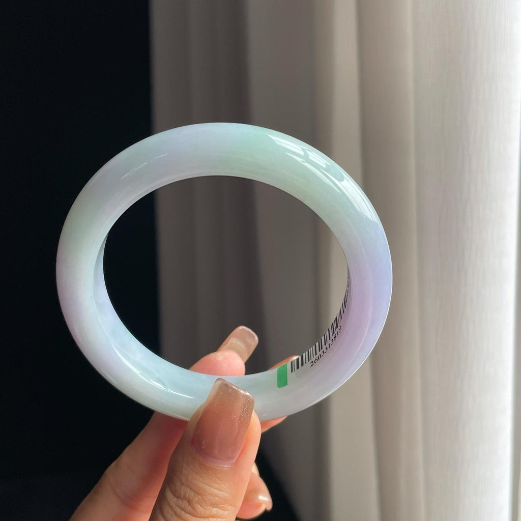 糯冰淡春彩翡翠平安镯（57.6mm）（yc374201）