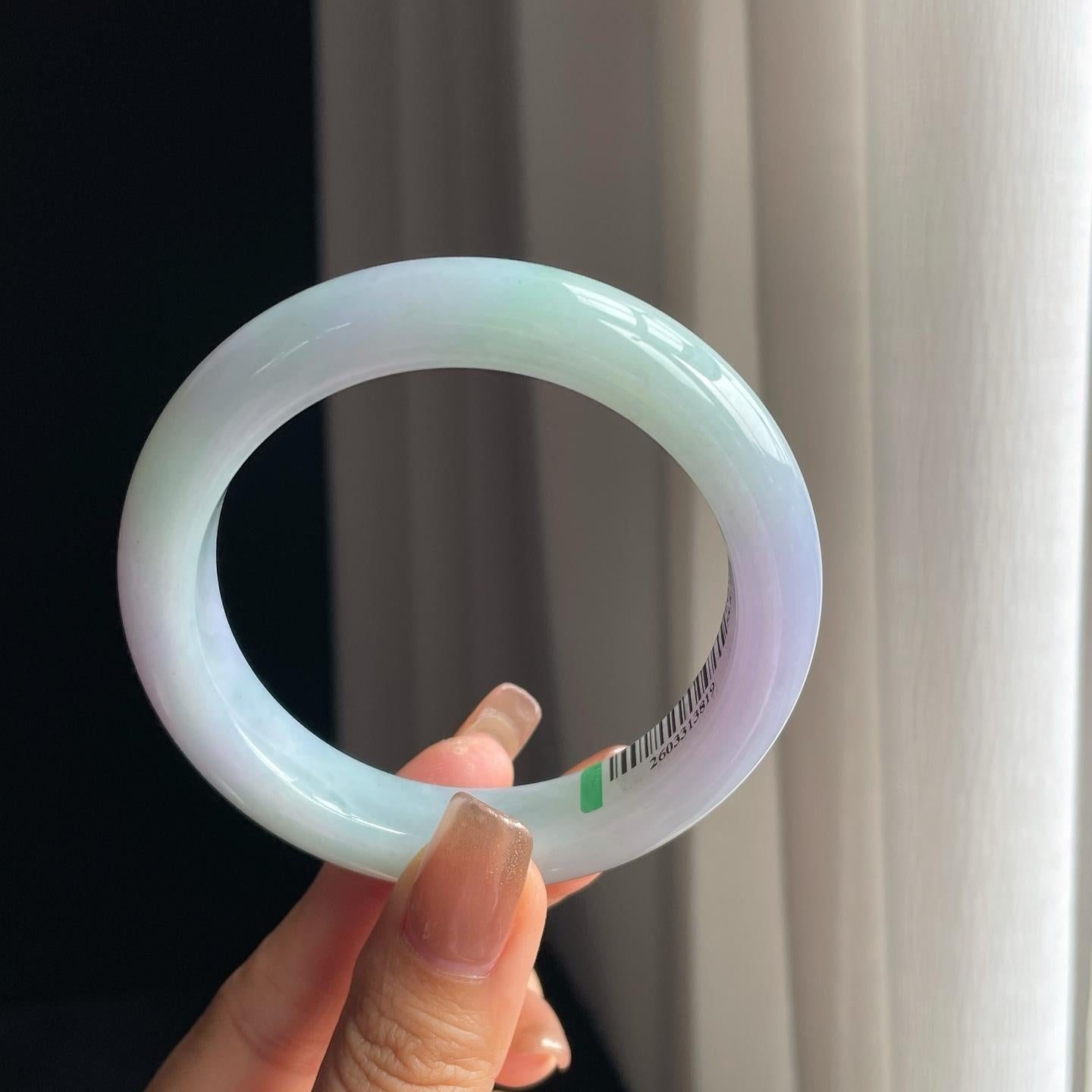 糯冰淡春彩翡翠平安镯（57.6mm）（yc374201）