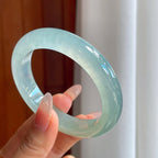 冰种蓝晴底翡翠平安镯（56mm）