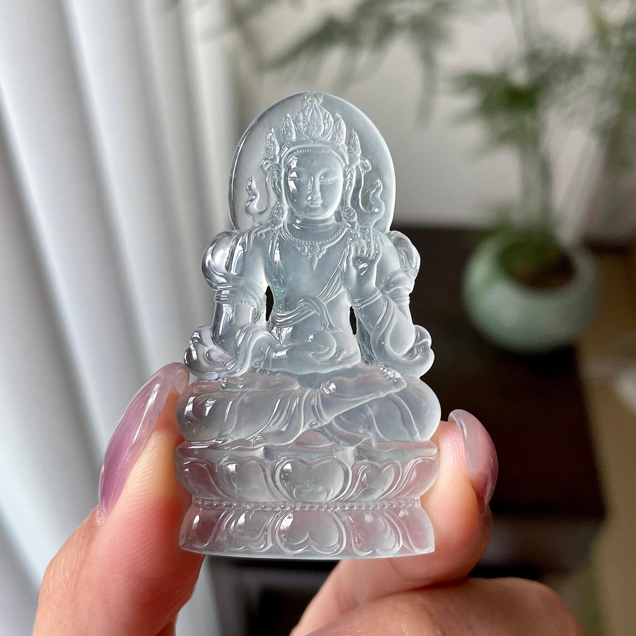 冰种淡晴水度母挂件（yc312575）