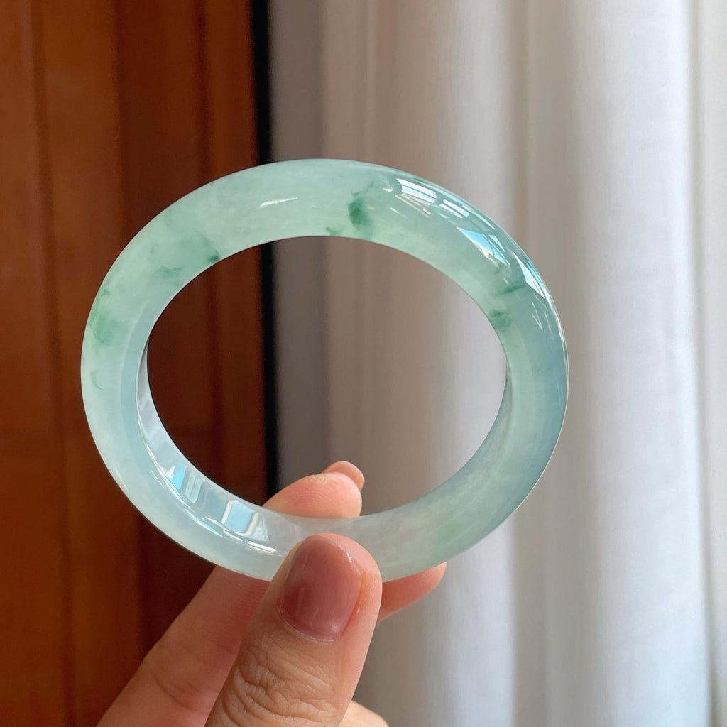 冰种飘花翡翠平安镯（55.7mm）（yc278697）