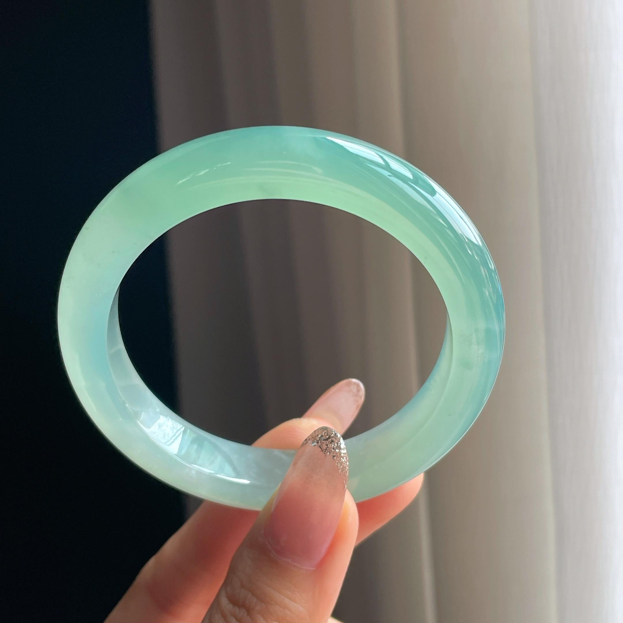 冰种晴底翡翠平安镯（56mm)（yc361747）