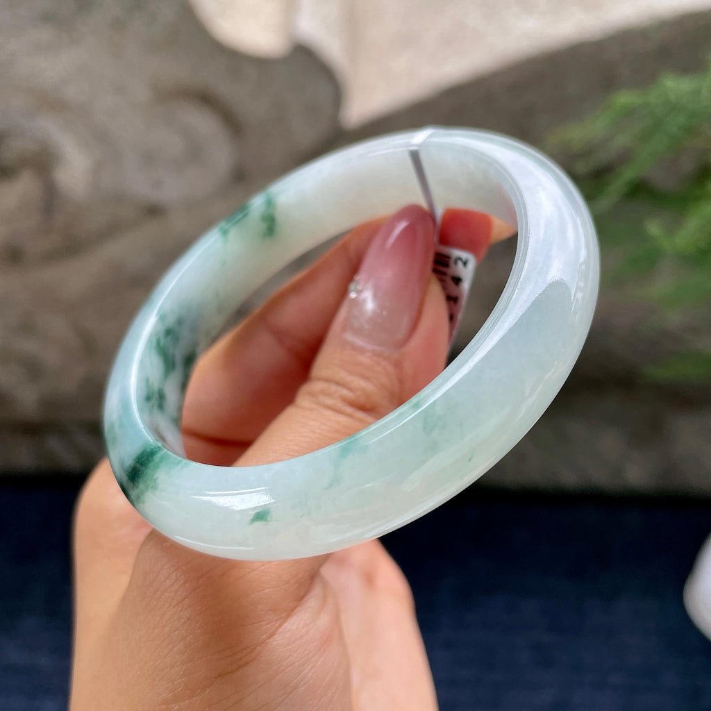 细糯种飘花正圈平安镯56圈        天然缅甸A货翡翠（yc433642）
