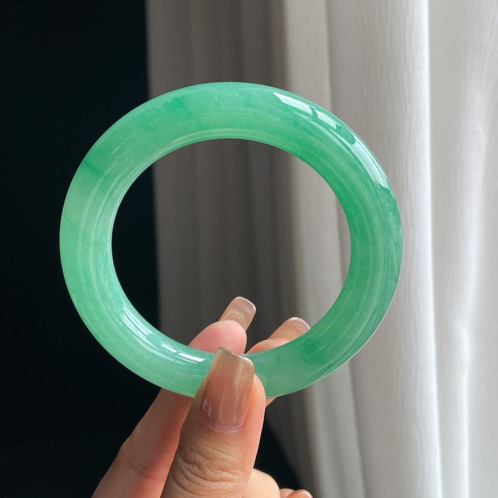 冰种满色翡翠圆条手镯（58.5mm）（yc376772）