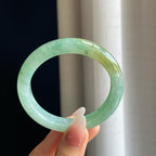 糯冰黄加绿翡翠平安镯（54mm）（yc295781）