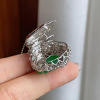 18k金镶糯冰满绿翡翠佛公（yc244909）