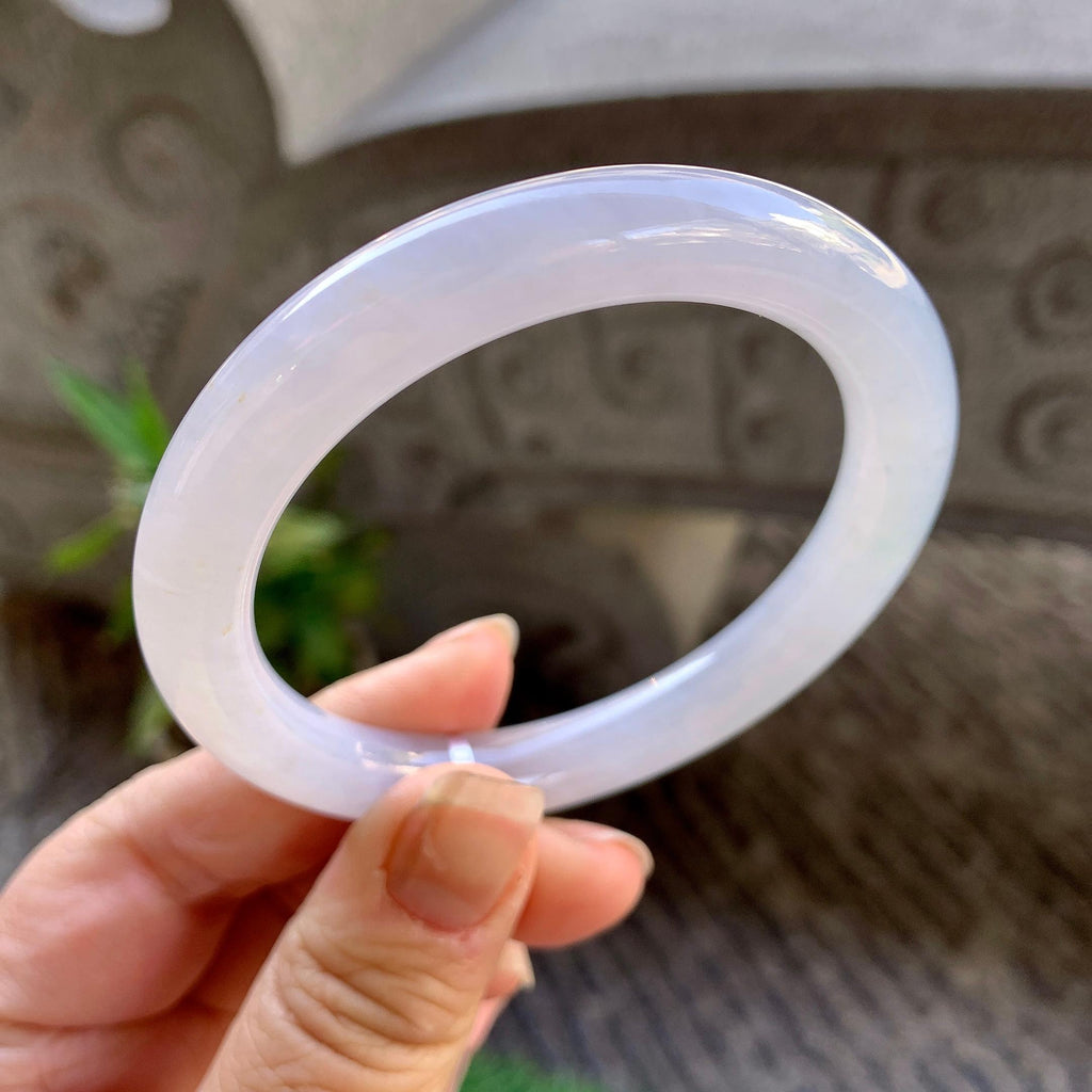 糯冰种淡紫罗兰圆条手镯（55.7mm）（yc307308）