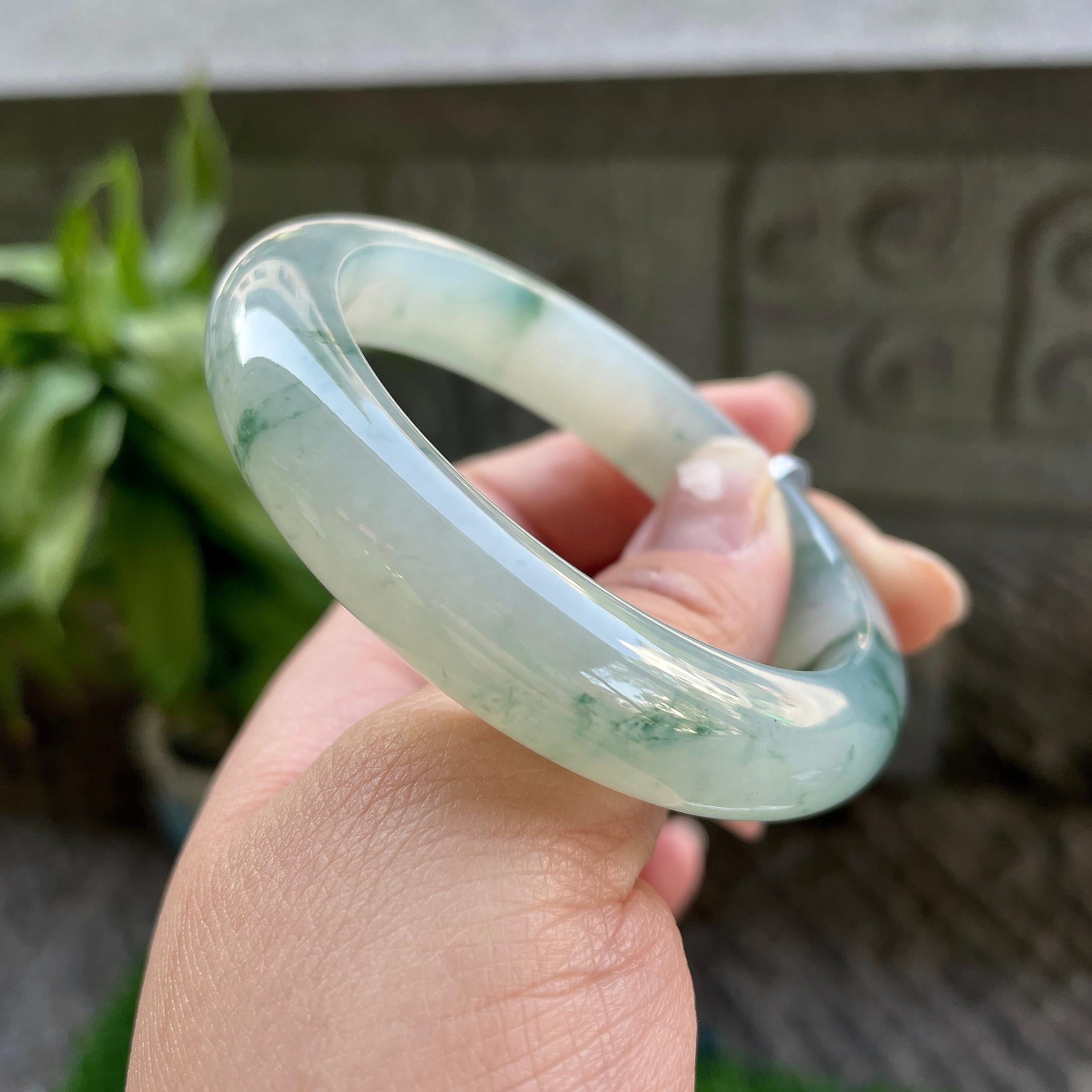 糯冰种飘花平安镯（55.4mm）（yc310093）