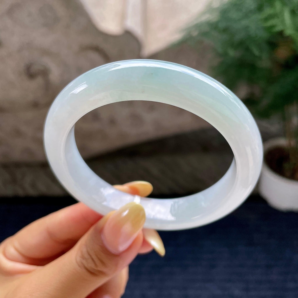 细糯种飘花正圈平安镯56.8圈 天然缅甸A货翡翠（yc483957）